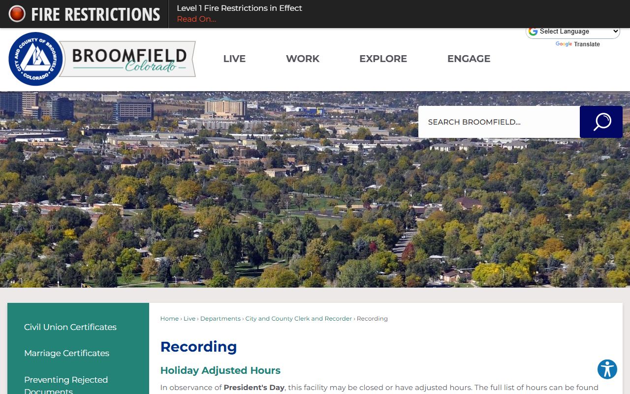 Broomfield Municipal Court building for family court records access