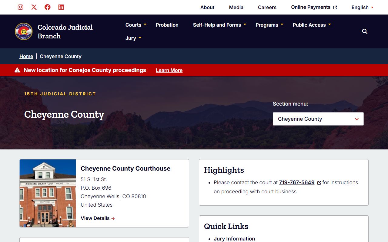 Cheyenne County courthouse in Cheyenne Wells Colorado