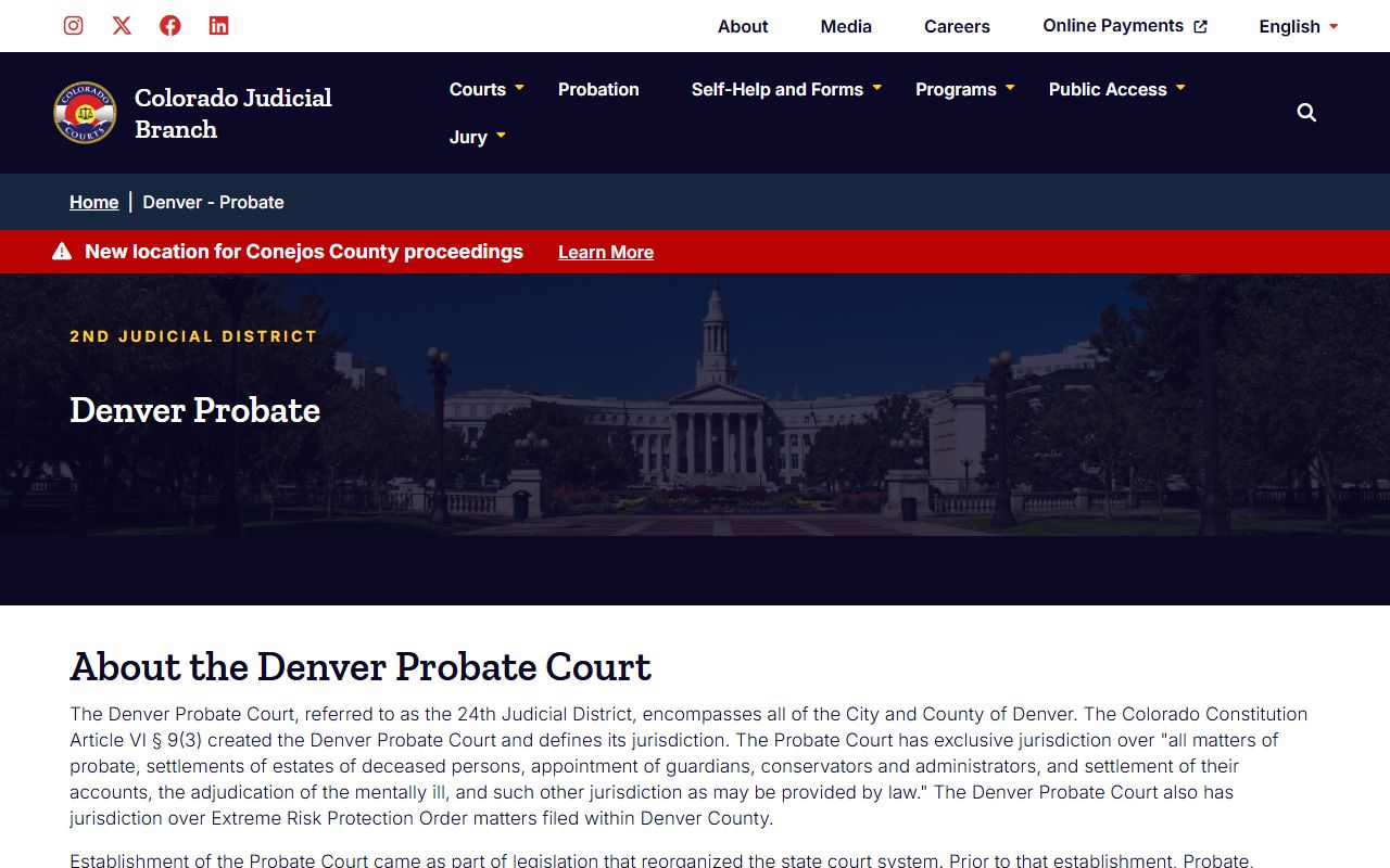 Denver Probate Court records request area