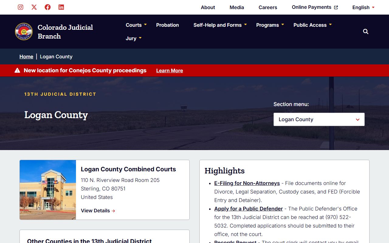 Logan County courthouse building for family court records