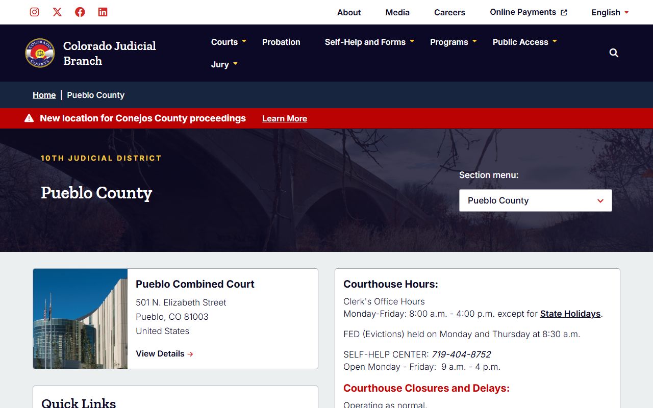 Pueblo County courthouse building for family court records